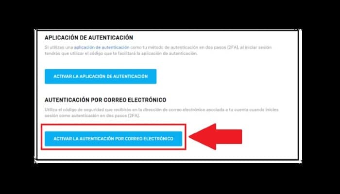 Selecciona ahora “Activar por correo electrónico”