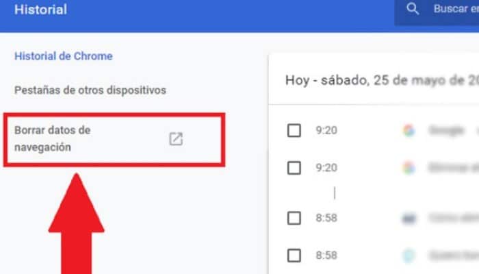 Elige "Borrar datos de navegación".