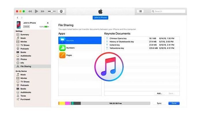 Transferir con la herramienta de iTunes en tu Mac