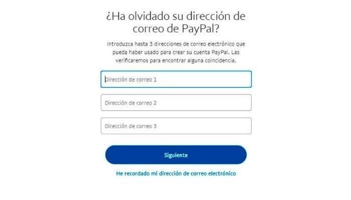 Introduce tres direcciones de correo electrónico diferentes