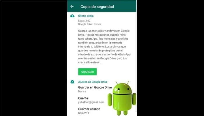 Copia de seguridad en Android