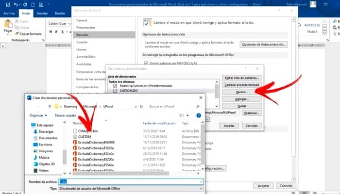 Añadir una palabra en el diccionario de Word
