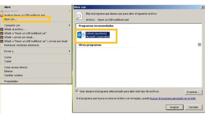 Abrir archivos en una PC con Windows