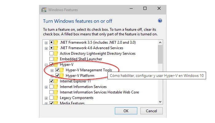 Habilitar Hyper-V en Windows 10