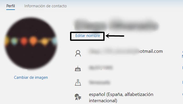 Como cambiar nombre de usuario windows 10