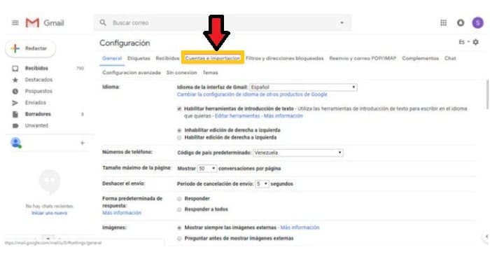 Debes hacer clic en Cuentas e Importación