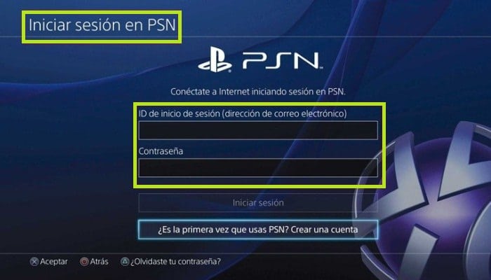 Inicia seción en PSN