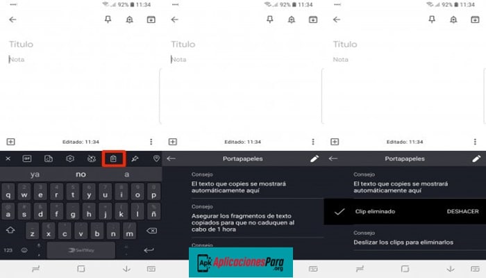 donde esta el portapapeles en android