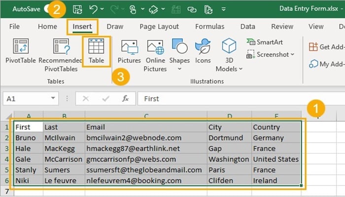 5 maneras fáciles de crear un formulario en Excel