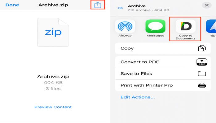 como abrir un archivo zip en iphone