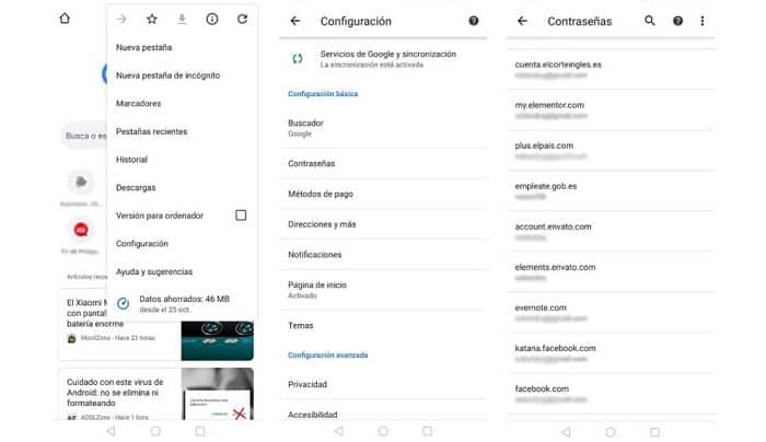 donde se guardan las contraseñas en Android