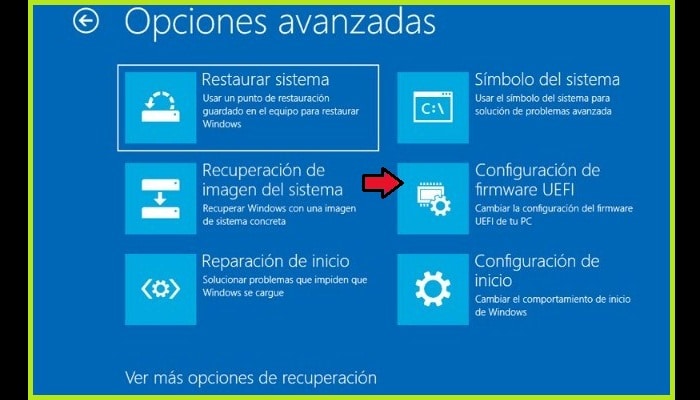 Haz clic en "Configuración del firmware UEFI"