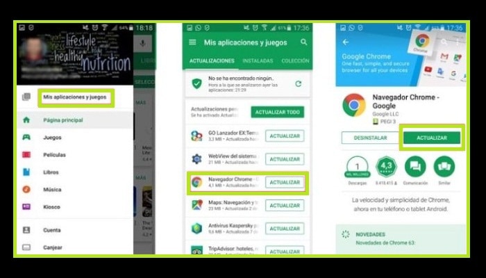 Actualizar Google Chrome en Android