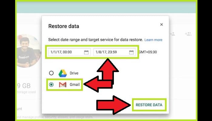 Presiona en "Restaurar datos"