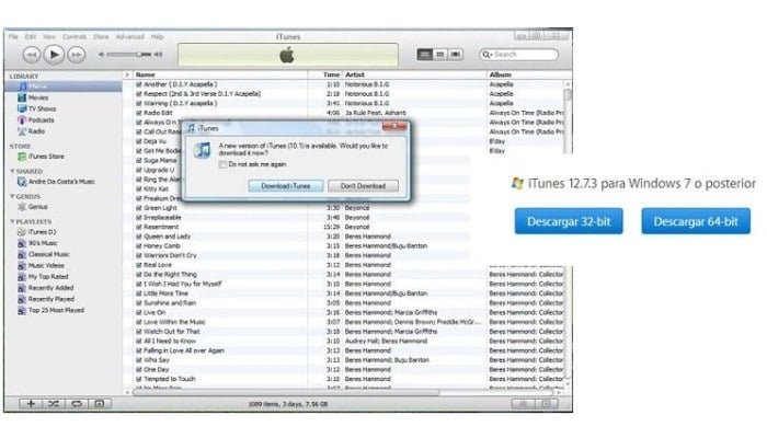 Actualizar iTunes en Windows