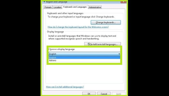 Busca "Configuración regional e idiomas"