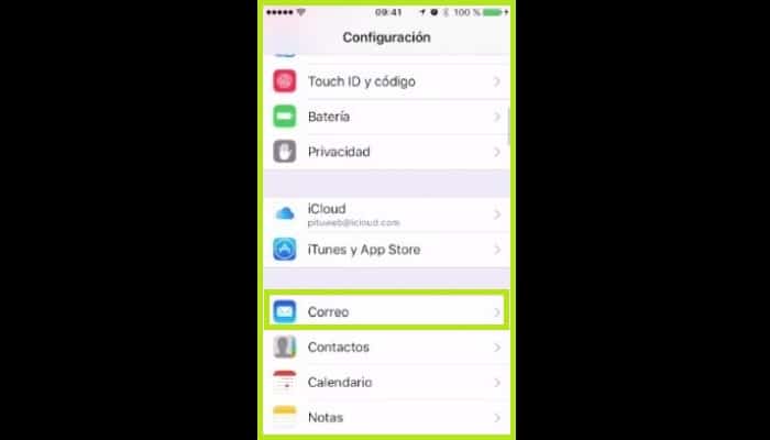Entra en la opción Correo
