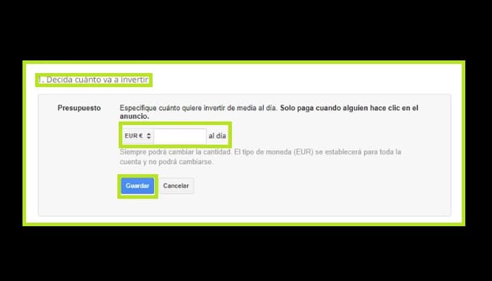 Determina la cantidad de dinero y/o el presupuesto que vas a pagar