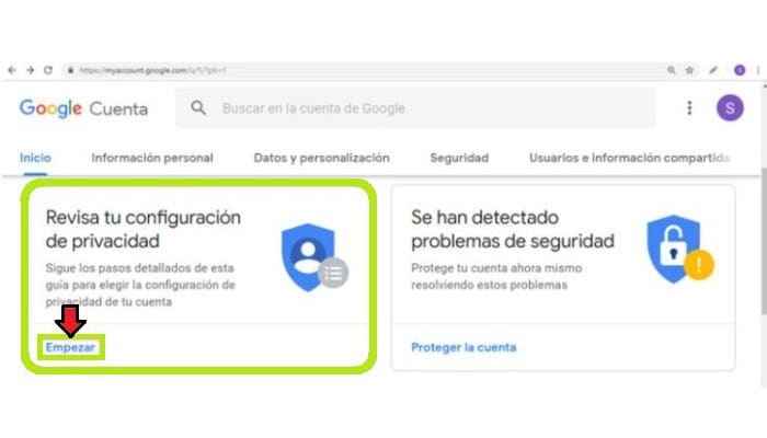 Verifica la configuración de la privacidad