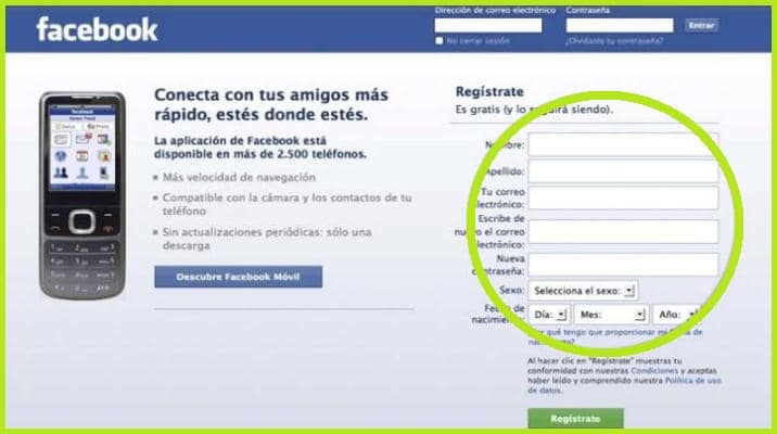 Página de inicio de Facebook