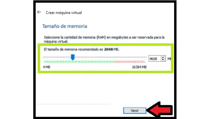 Selecciona la cantidad de RAM que deseas usar