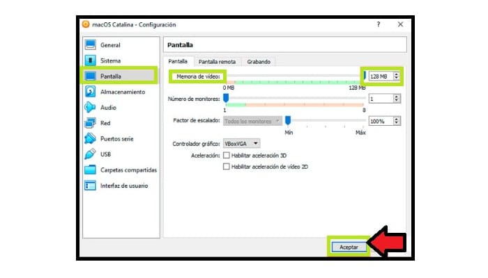 Establecer la memoria de video máxima disponible