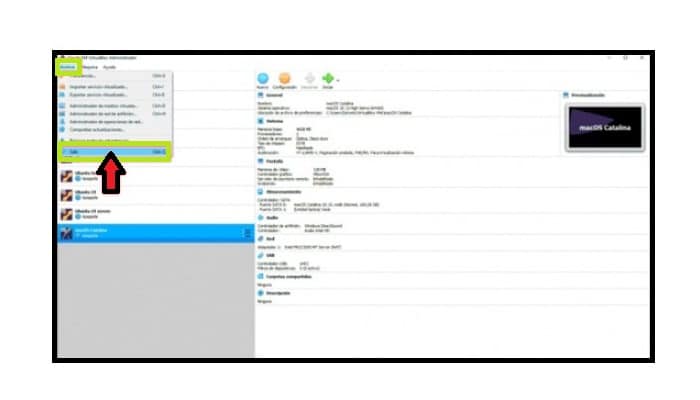 Salte de virtualbox