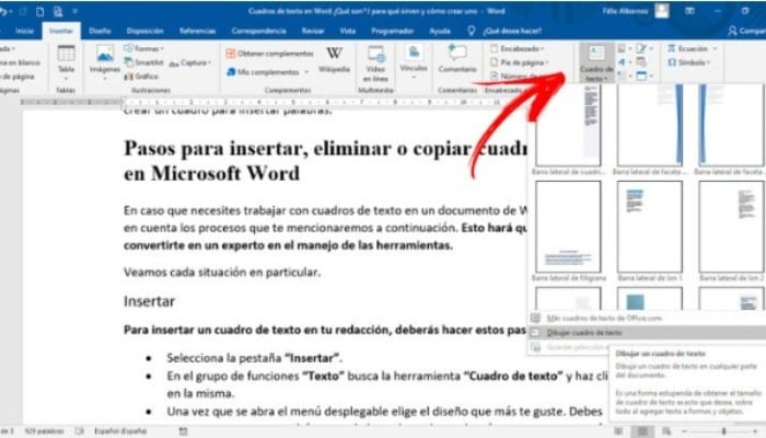 Insertar un cuadro de texto