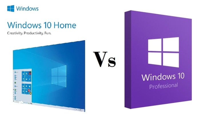 Windows 10 Pro contra Windows 10 Home