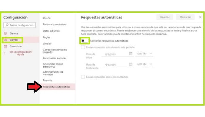 Activar las respuestas automáticas