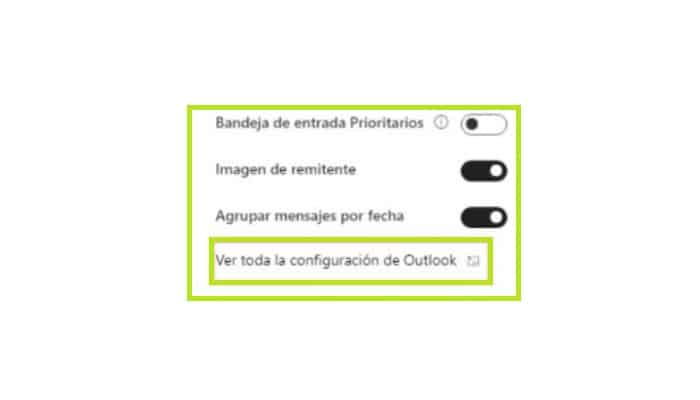 Ver todas las configuraciones en Outlook