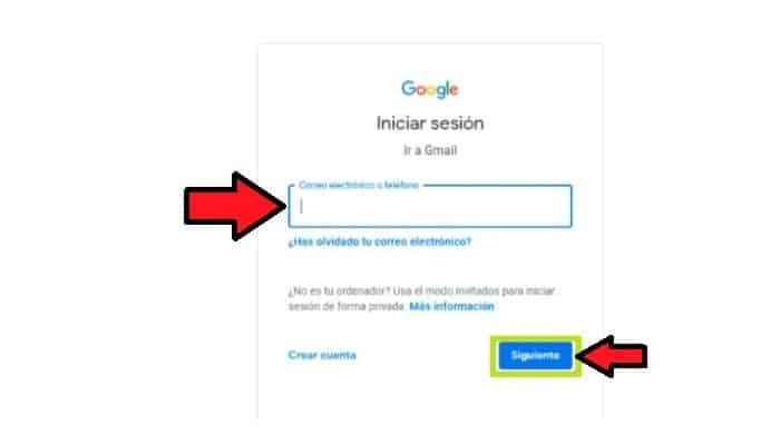 Página de inicio de Gmail