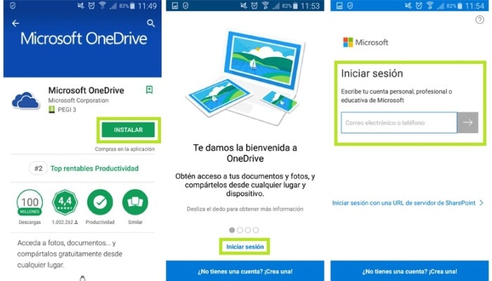 Aplicación de OneDrive