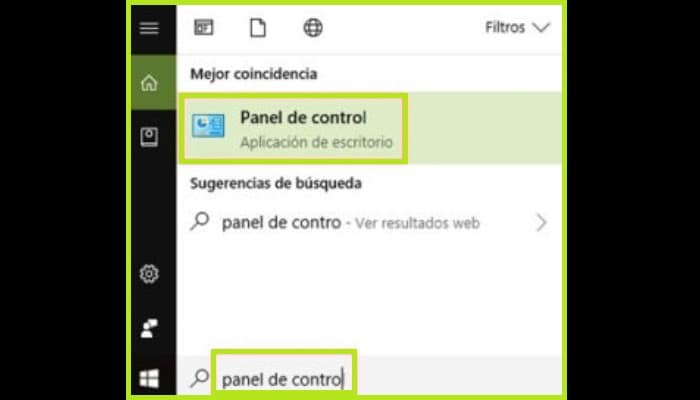 panel de control