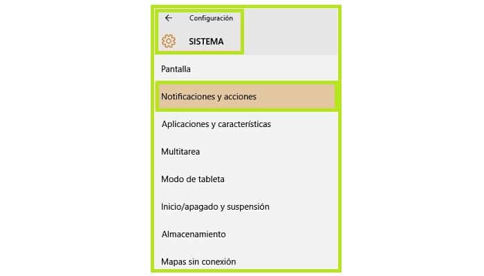 Notificaciones y acciones