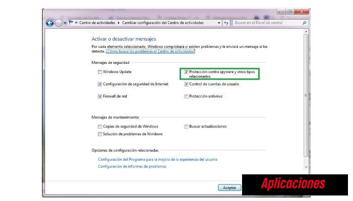 Desactivar mensajes antivirus