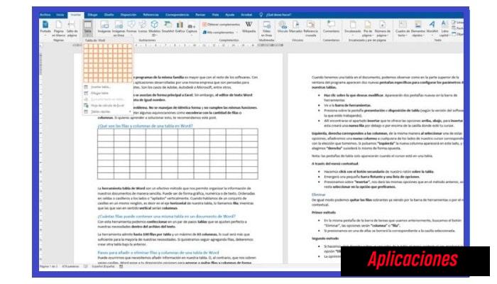 Tabla en un documento de Word