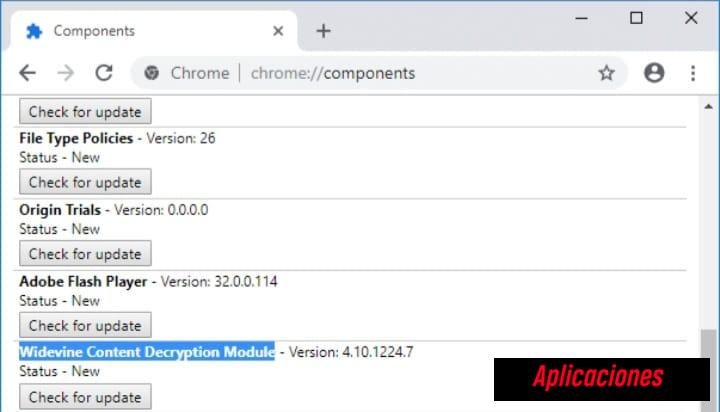 Actualizando Widevine Content Decryption Module