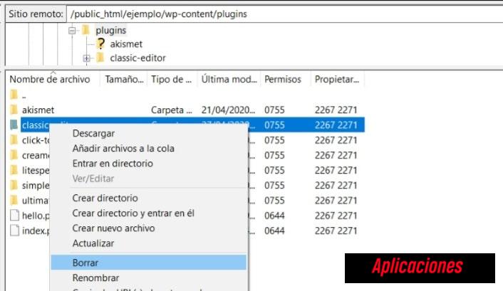 Eliminando y actualizando la carpeta de los plugins