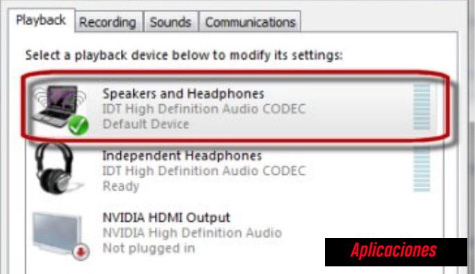 Verificar la configuración de los Dispositivos de reproducción y sus parámetros adicionales